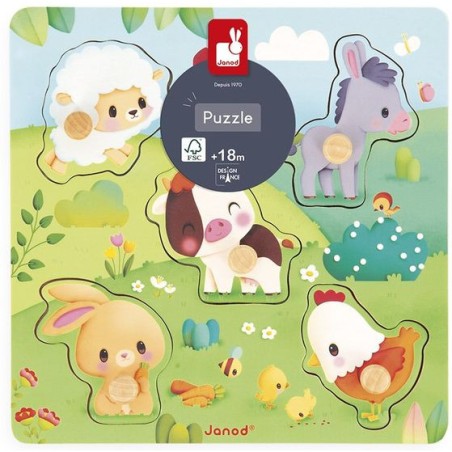 Puzzle tactile Ferme - Jouet en bois - Janod