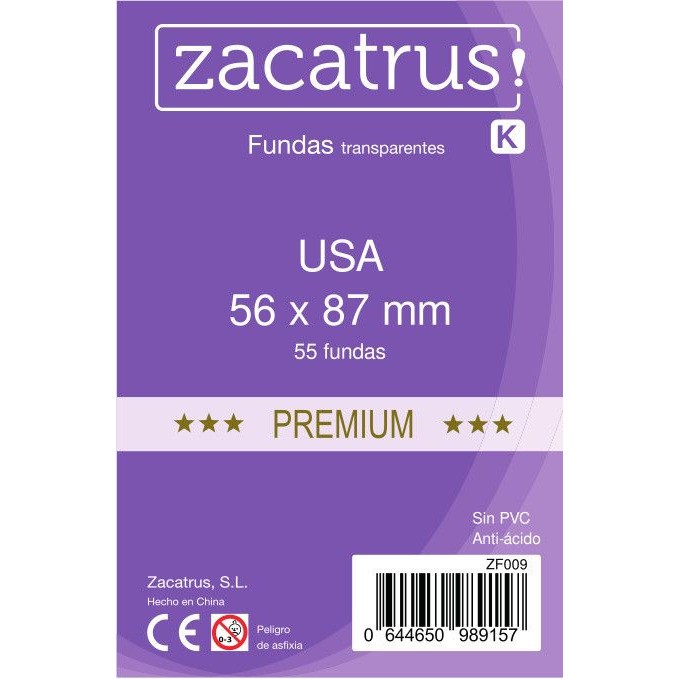 56x87mm Lot de 55 protègecartes Usa Premium Zacatrus