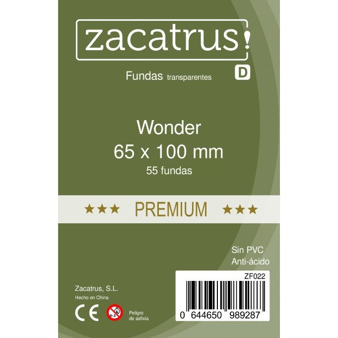 65x100mm Lot de 55 protègecartes Wonder Premium Zacatrus