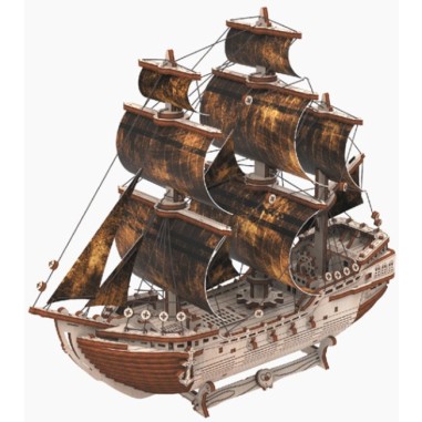 Bateau pirate - Maquette 3D fixe en bois - Gigamic
