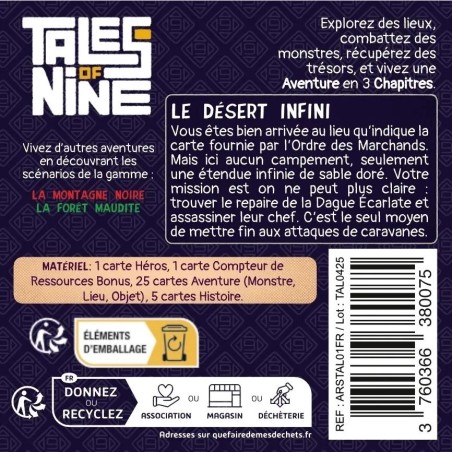 Le Désert Infini - Tales of Nine - Jeu de Société Solo - Arkham Society