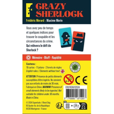 Crazy Sherlock - Feux Follets - Jeu de société - Ghost Dog - Superlude