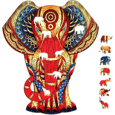 Rainbow Puzzle en bois - Elephant - 99 pièces - Jeux classiques