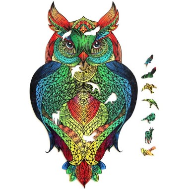 Rainbow Wooden Puzzle Hibou - 137 pcs - Eureka 3D Puzzle - Rainbowooden