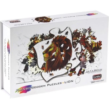 Rainbow Wooden Puzzle Lion - 121 pcs - Eureka 3D Puzzle - Rainbowooden