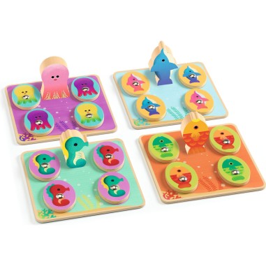 Jeux educatifs bois -ludo sea - 4 jeux - Djeco