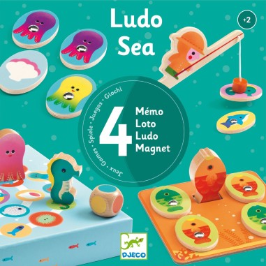 Jeux educatifs bois -ludo sea - 4 jeux - Djeco