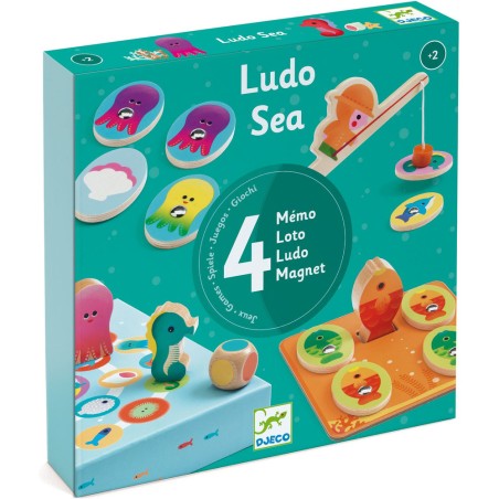Jeux educatifs bois -ludo sea - 4 jeux - Djeco