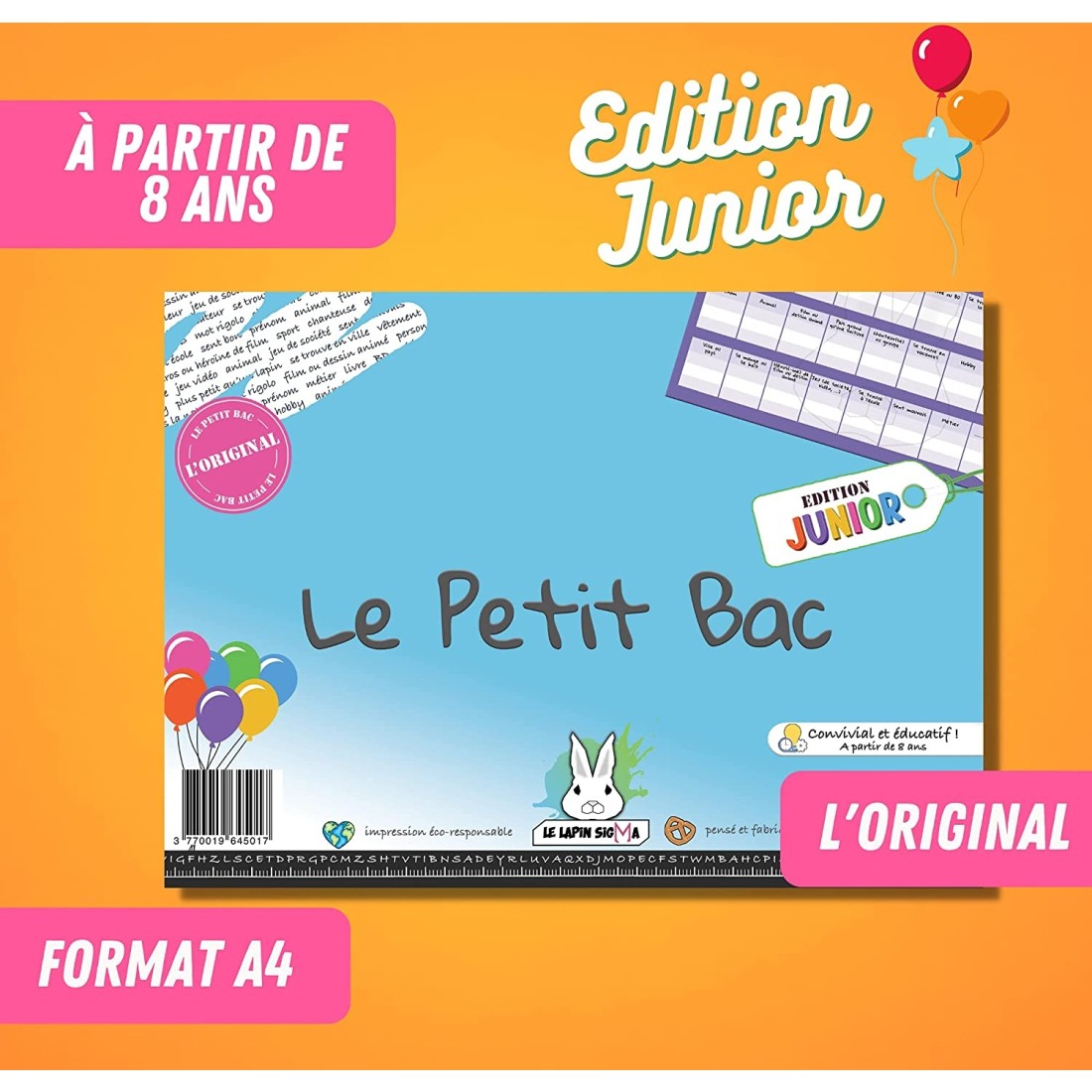 Jeu du Petit Bac - Edition Junior - Jeux de société - Le Lapin Sigma