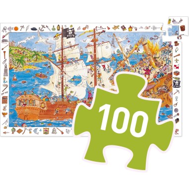 Puzzle observation - Les pirates - 100 pièces - Jeux classiques - Jeux de société - Djeco