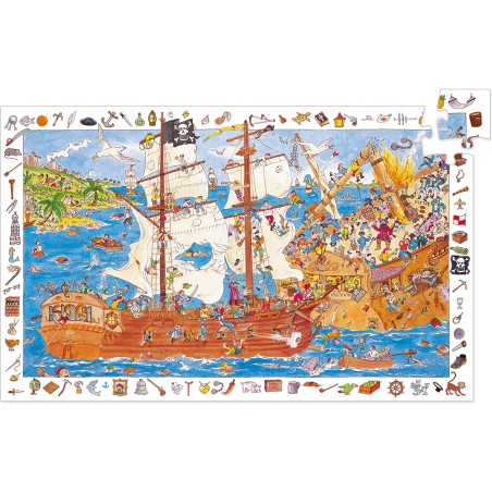 Puzzle observation - Les pirates - 100 pièces - Jeux classiques - Jeux de société - Djeco