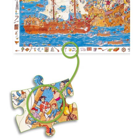 Puzzle observation - Les pirates - 100 pièces - Jeux classiques - Jeux de société - Djeco