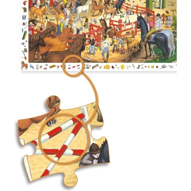 Puzzle observation - Equitation 200 pièces - Jeux classiques - Jeux de société - Djeco