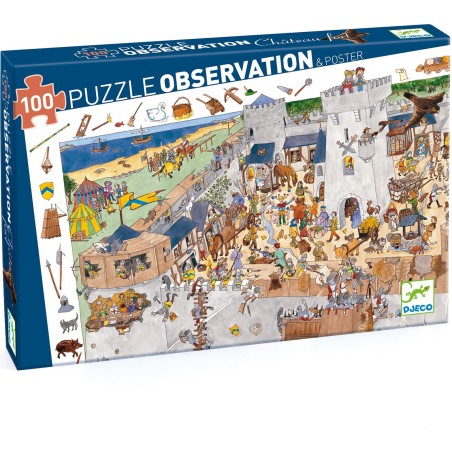 Puzzle observation - le château fort - 100 pièces - Jeux classiques - Jeux de société - Djeco