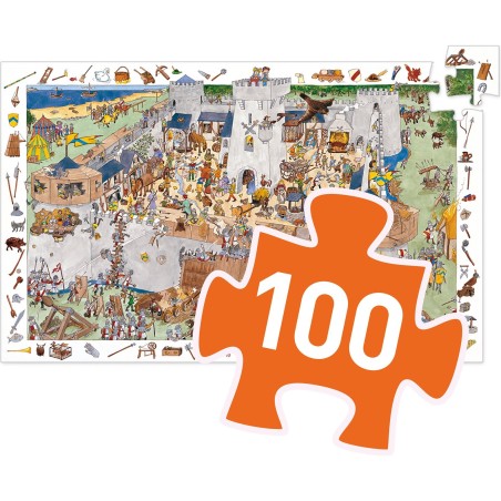 Puzzle observation - le château fort - 100 pièces - Jeux classiques - Jeux de société - Djeco