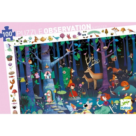 Puzzle Observation - La Forêt Enchantée: 100 pièces - Jeux classiques - Djeco