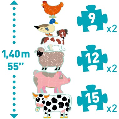 Puzzle Geant - Honoré & ses amis - Jeux de société Enfants - Djeco