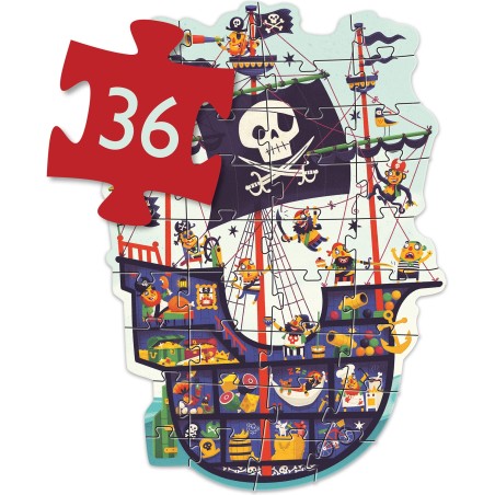 Puzzle Geant : Le Bateau des Pirates – 36 Pièces - Jeux classiques - Djeco
