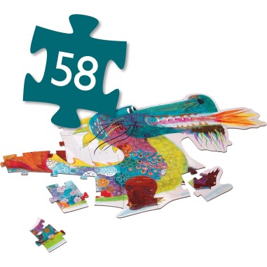 Puzzle géant Léon le dragon- 58 pièces - Jeux classiques - Jeux de société - Djeco