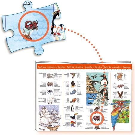 Puzzle Observation - Les animaux du monde - 100 pièces - Jeux classiques - Jeux de société - Djeco