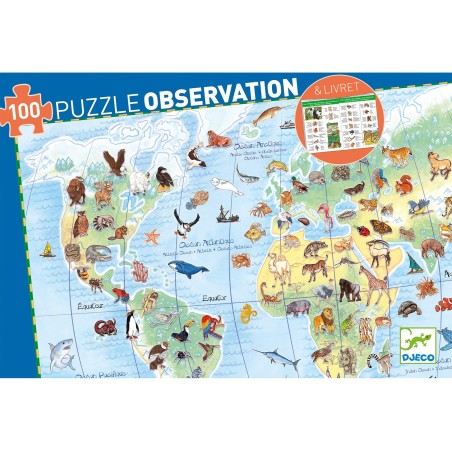 Puzzle Observation - Les animaux du monde - 100 pièces - Jeux classiques - Jeux de société - Djeco
