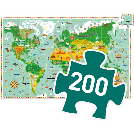 Puzzle Observation - Tour du monde - 200 pièces - Jeux classiques - Jeux de société - Djeco