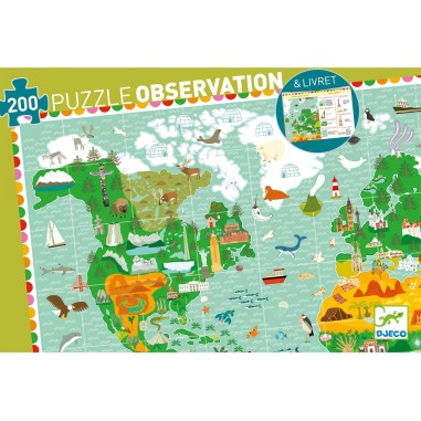 Puzzle Observation - Tour du monde - 200 pièces - Jeux classiques - Jeux de société - Djeco