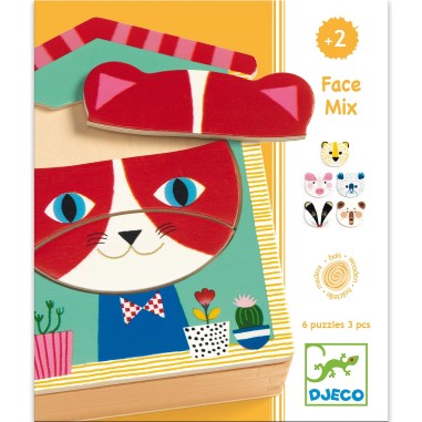 Puzzle apprentissage 18 pièces en bois : face - Djeco