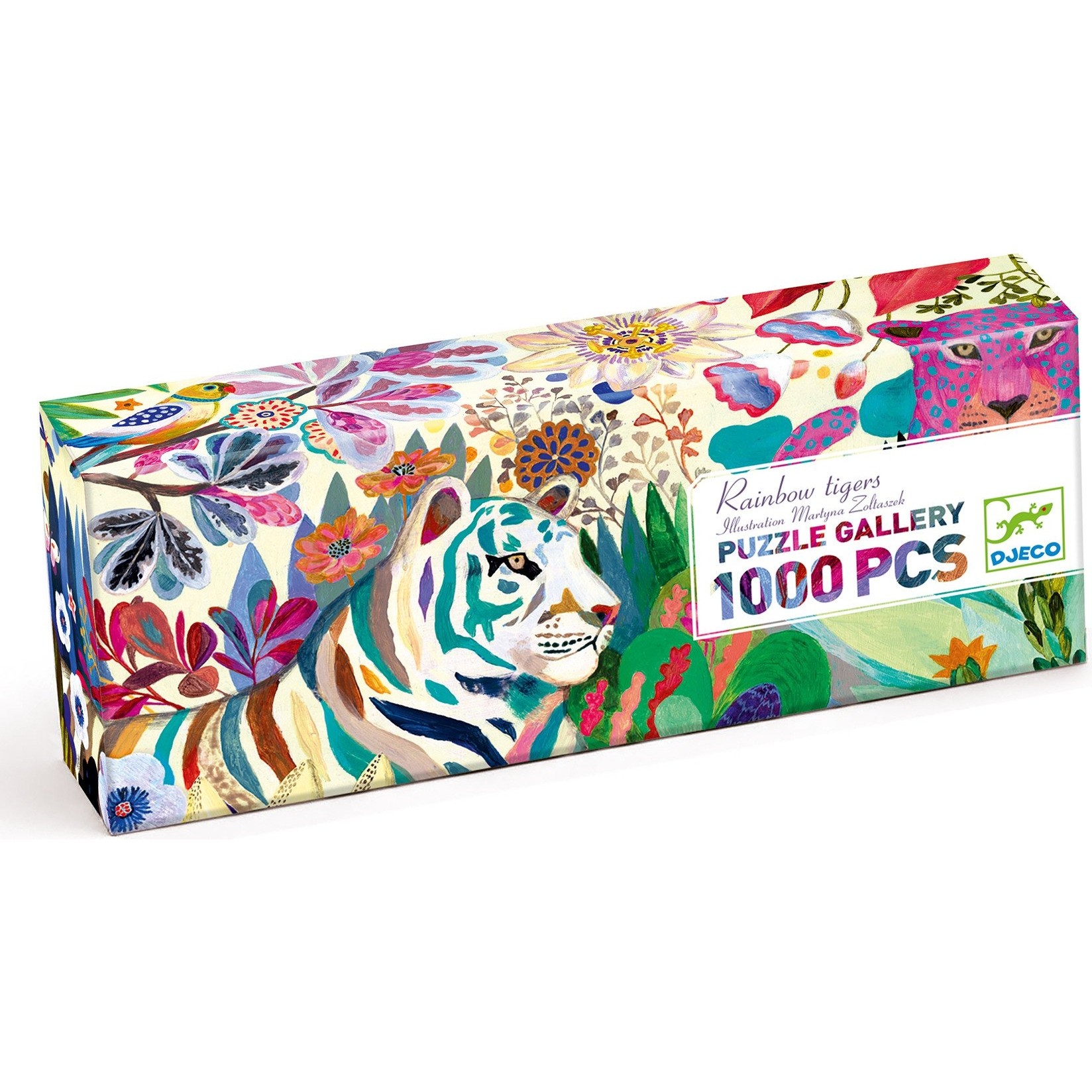 Puzzle 1000 pièces panoramique gallery : rainbow tigers djeco
