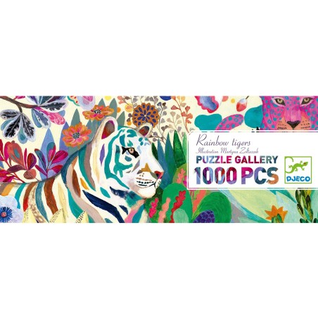 Puzzle 1000 pièces panoramique gallery : rainbow tigers - Djeco