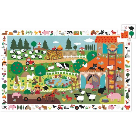 Puzzle 35 pièces - puzzle observation : la ferme - Djeco