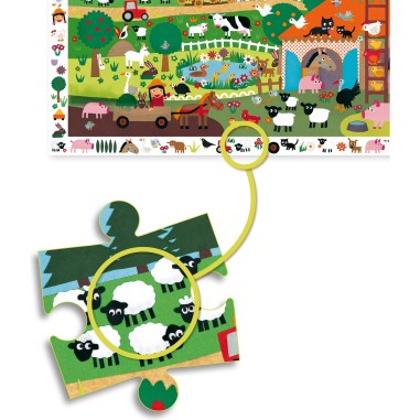 Puzzle 35 pièces - puzzle observation : la ferme - Djeco