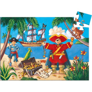 Puzzle silhouette - Le pirate et son trésor- 36 pièces - Jeux classiques - Jeux de société - Djeco
