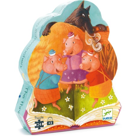 Puzzle silhouette - Les trois petits cochons- 24 pièces - Jeux classiques - Jeux de société - Djeco