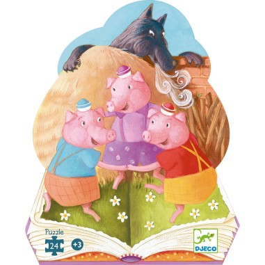 Puzzle silhouette - Les trois petits cochons- 24 pièces - Jeux classiques - Jeux de société - Djeco