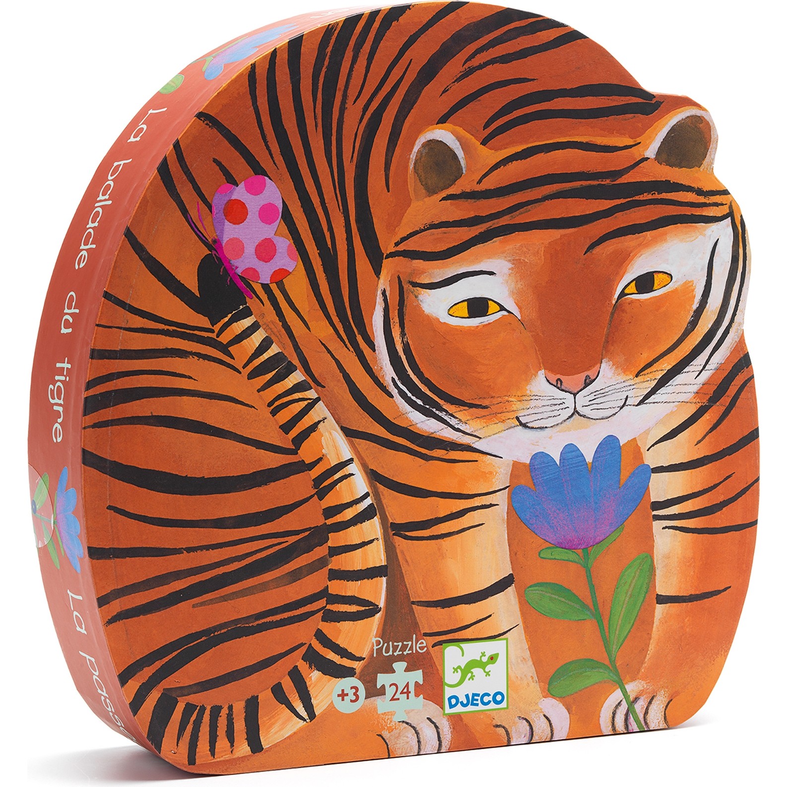 Puzzle la balade du tigre de Djeco 24 pcs Boite silhouette