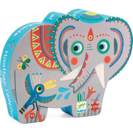 Puzzle silhouette 24 pièces : haathee, éléphant d'asie - Djeco