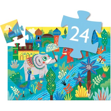 Puzzle silhouette 24 pièces : haathee, éléphant d'asie - Djeco