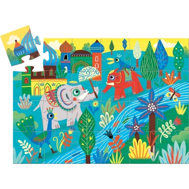 Puzzle silhouette 24 pièces : haathee, éléphant d'asie - Djeco