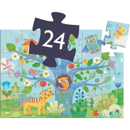 Puzzle Silhouette - Coucou Hibou - 24 Pièces - Jeux classiques - Djeco