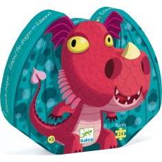 Puzzle Edmond le dragon 24 pièces avec boite silhouette by - Djeco