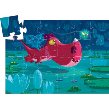 Puzzle Silhouette – Edmond le Dragon – 24 Pièces - Jeux enfants - Djeco