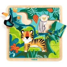 Puzzle cadre 15 pièces : Puzzlo Jungle - Djeco