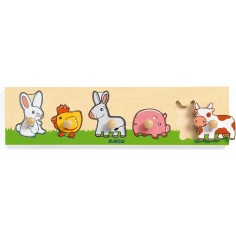 Puzzle Farm'n'co en bois encastrable - 6 animaux - Djeco