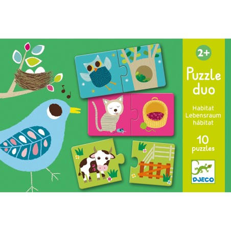 Puzzle duo habitat - jouet d'éveil et éducatif - Djeco