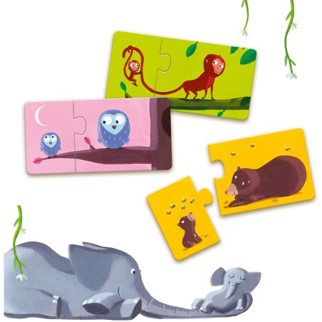 Puzzle duo maman bébé - jouet d'éveil et éducatif - Djeco
