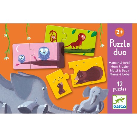 Puzzle duo maman bébé - jouet d'éveil et éducatif - Djeco