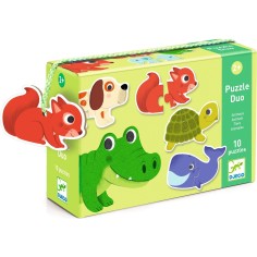 Puzzles 10 x 2 pièces : Duo Animaux - Djeco