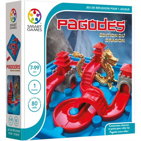Jeu de réflexion solo : pagodes - Édition du dragon - 80 défis - smart - Smartgames
