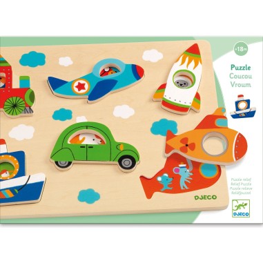 Puzzle 6 pièces à encastrer : coucou-vroum - Djeco